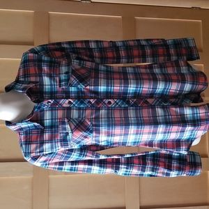 Urban Girl Soft Plaid Long Sleeve Button Down Shirt Top Size Small